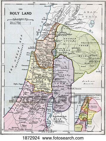 Picture - The Holy Land In Biblical Times. From Bacon's Excelsior Atlas Of The World, Published Circa 1930.. Fotosearch