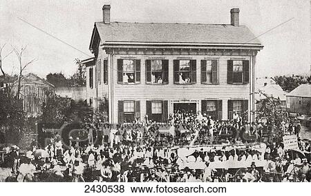 Stock Photo - The home of Abraham Lincoln in Springfield, Illinois, during the 1860 Presidential campaign. Abraham Lincoln, 1809. Fotosearch