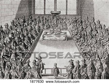 Stock Image - The House Of Commons In The Time Of Charles I. From The Book Short History Of The English People By J. R. Green Published London 1893.. Fotosearch