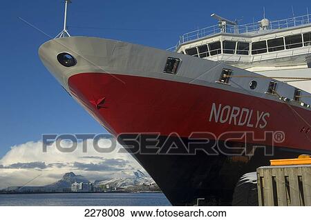 The Hurtigrunta cruise ship MS Nordlys moored at Bodo harbour; Bodo, Norway View Large Photo Image Stock Photo - The Hurtigrunta cruise ship MS Nordlys moored at Bodo harbour; Bodo, Norway. Fotosearch