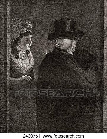 Stock Image - The Indecisive, after an engraving by L. B. Coclers, 18th century. From Illustrierte Sittengeschichte vom Mittelalter bis zur Gegenwart by Eduard Fuchs, published 1909.. Fotosearch