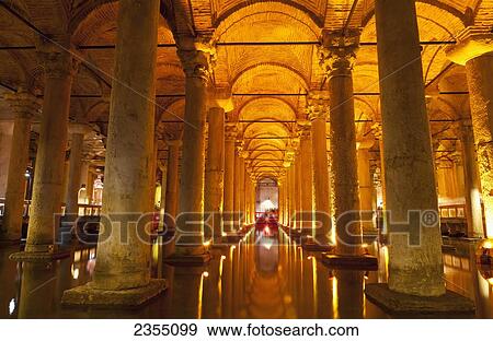 Stock Photo - The inside of Basilica Cistern in Sultanahmet; Istanbul, Turkey. Fotosearch