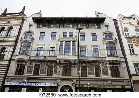 Stock Image - The Insurance Building, Prague, Czech Republic. Fotosearch