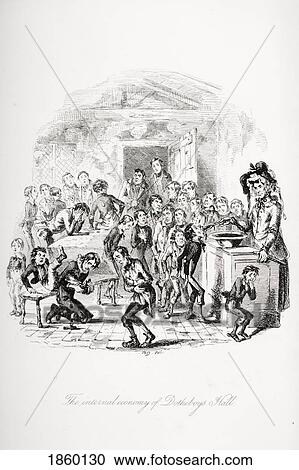 Stock Image - The Internal Economy Of Dotheboys Hall. Illustration From The Charles Dickens Novel Nicholas Nickleby By H. K. Browne Known As Phiz. Fotosearch