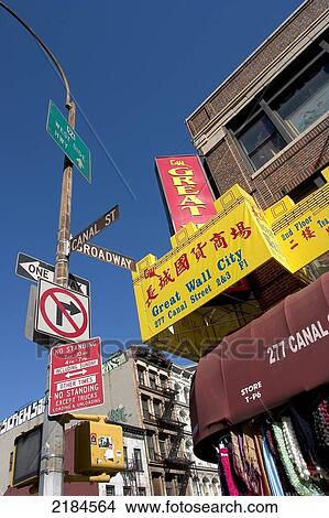 Picture - The Intersection Of Canal And Broadway, New York, Usa. Fotosearch