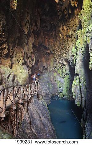 Stock Image - The Iris Grotto In The Natural Park Monasterio De Piedra; Zaragoza Province Aragon Spain. Fotosearch
