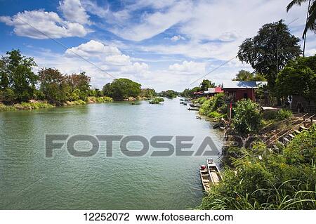 Stock Image - The island of Don Det on the Mekong River along the Cambodia/Laos border; Si Phan Don, Laos. Fotosearch