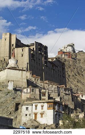The Leh Palace and the Namgyal Tsemo Gompa. Leh was the capital of the Himalayan kingdom of Ladakh, now the Leh District in the state of Jammu and Kashmir, India. Leh is at an altitude of 3, 500 meters (11, 483 ft). View Large Photo Image Stock Photo - The Leh Palace and the Namgyal Tsemo Gompa. Leh was the capital of the Himalayan kingdom of Ladakh, now the Leh District in the state of Jammu and Kashmir, India. Leh is at an altitude of 3, 500 meters (11, 483 ft).. Fotosearch