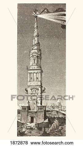 The Lighthouse On Pharos Island, Alexandria, Egypt, After A Fanciful 19Th Century Illustration. It Was One Of The Seven Wonders Of The Ancient World. From Afrika, Dets Opdagelse, Erobring Og Kolonisation, Published In Copenhagen, 1901. View Large Photo Image Stock Photo - The Lighthouse On Pharos Island, Alexandria, Egypt, After A Fanciful 19Th Century Illustration. It Was One Of The Seven Wonders Of The Ancient World. From Afrika, Dets Opdagelse, Erobring Og Kolonisation, Published In Copenhagen, 1901.. Fotosearch