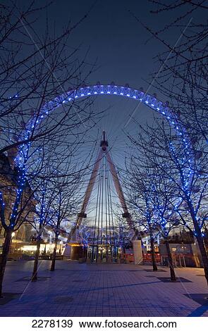Stock Photo - The London Eye at dusk; London, England. Fotosearch
