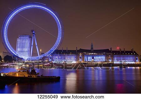 The London Eye at night; London, England View Large Photo Image Stock Photo - The London Eye at night; London, England. Fotosearch