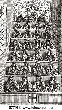 Stock Image - The Lord Mayor And Court Of Aldermen, Frontispiece From De Laune's Angliae Metropolis, 1681. From The Book Short History Of The English People By J. R. Green, Published London 1893. Fotosearch