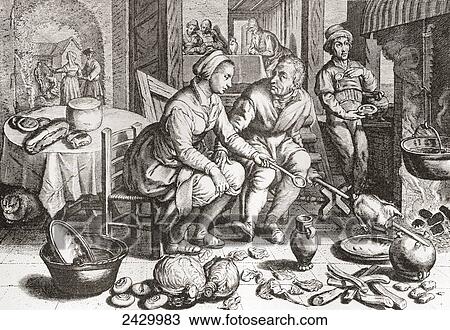 Stock Image - The Loving Couple, after a 15th century engraving by J. Matham. From Illustrierte Sittengeschichte vom Mittelalter bis zur Gegenwart by Eduard Fuchs, published 1909.. Fotosearch