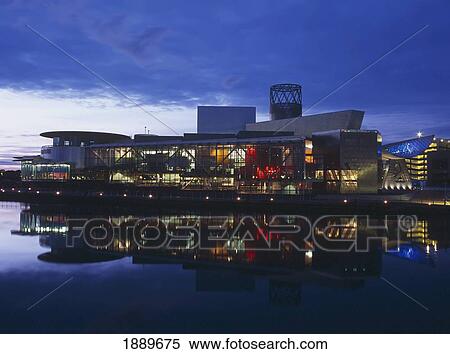 Stock Photography - The Lowry Gallery At Dusk. Fotosearch
