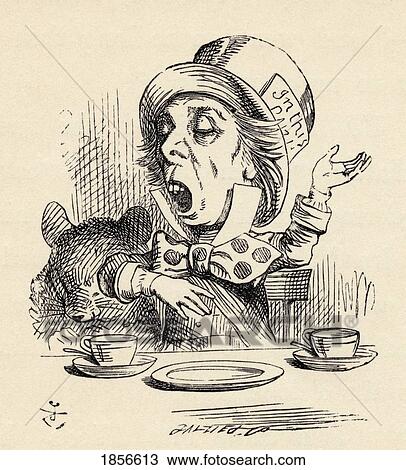 Stock Image - The Mad Hatter Reciting His Nonsense Poem Twinkle Twinkle Little Bat Illustration By John Tenniel From The Book Alices's Adventures In Wonderland By Lewis Carroll Published 1891. Fotosearch