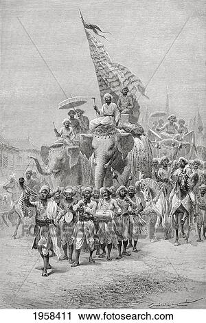 The Maharaja Of Baroda, India Riding An Elephant, In The 19Th Century. From El Mundo En La Mano, Published 1878. View Large Photo Image Stock Image - The Maharaja Of Baroda, India Riding An Elephant, In The 19Th Century. From El Mundo En La Mano, Published 1878.. Fotosearch