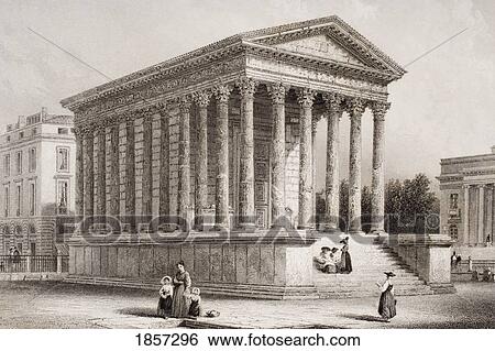The Maison Carree, Nismes, France. Engraved By Roberts After Chapuy. View Large Photo Image Stock Photograph - The Maison Carree, Nismes, France. Engraved By Roberts After Chapuy.. Fotosearch