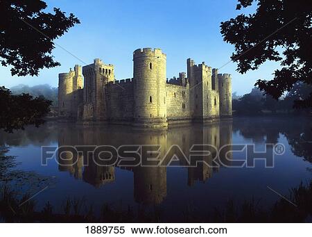 Stock Photography - The Majestic Bodiam Castle And Its Reflection In Surrounding Moat.. Fotosearch