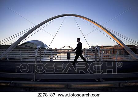 The Millennium Bridge, a footbridge linking Newcastle and Gateshead; Newcastle, England View Large Photo Image Stock Photo - The Millennium Bridge, a footbridge linking Newcastle and Gateshead; Newcastle, England. Fotosearch