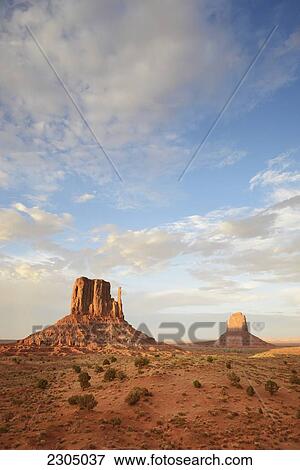 Stock Photo - The Mittens Rock Formation; Monument Valley Arizona Usa. Fotosearch