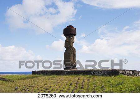 The Moai Of Ahu Ko Te Riku At The Tahai Ceremonial Complex Statue, Restored By William Mulloy Is The Only Statue To Feature Inlaid Eyes. Hubert Herzog And Tony Saulnier Had The Pukao (Top Knot) Cut And Put In Place, Rapa Nui (Easter Island), Chile View Large Photo Image Stock Image - The Moai Of Ahu Ko Te Riku At The Tahai Ceremonial Complex Statue, Restored By William Mulloy Is The Only Statue To Feature Inlaid Eyes. Hubert Herzog And Tony Saulnier Had The Pukao (Top Knot) Cut And Put In Place, Rapa Nui (Easter Island), Chile. Fotosearch