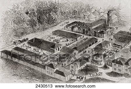 Stock Image - The model farm of Albert Edward, Prince of Wales, future King at Windsor, Berkshire, England in 1862. From Edward VII His Life and Times, published 1910.. Fotosearch