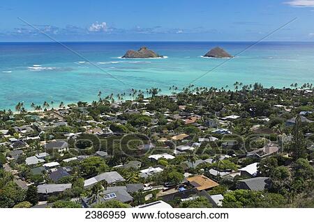 Stock Photo - The Mokes islands; Honolulu, Oahu, Hawaii, United States of America. Fotosearch
