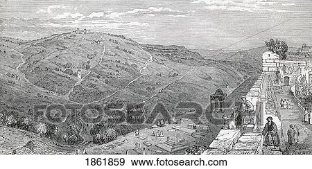 Stock Photo - The Mount Of Olives Jerusalem From Bartlett's Walks About Jerusalem From The Imperial Bible Dictionary Published By Blackie & Son Circa 1880S. Fotosearch