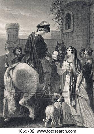 Stock Image - The Murder Of Edward The Martyr Circa 963 To 978 Son Of King Edgar Through The Treachery Of His Stepmother Queen Elfrida From The National And Domestic History Of England By William Aubrey Published London Circa 1890. Fotosearch