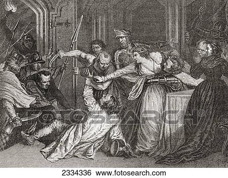 Stock Photograph - The Murder Of Rizzio By John Opie. Davide Rizzio Aka Davide Riccio Or Davide Rizzo, C. 1533 ÃƒÂ¢Ã¢â‚¬Å¡Ã‚Â¬. Fotosearch
