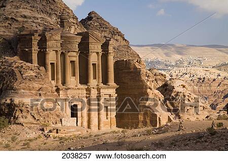 The Nabatean Architecture Of The Monastery; Petra Jordan View Large Photo Image Stock Photo - The Nabatean Architecture Of The Monastery; Petra Jordan. Fotosearch