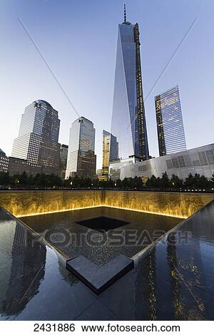 The National September 11 Memorial and One World Trade Center at night, New York City, New York, United States View Large Photo Image Stock Photograph - The National September 11 Memorial and One World Trade Center at night, New York City, New York, United States. Fotosearch
