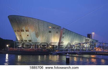 The Nemo Science Center At Dusk View Large Photo Image Stock Photograph - The Nemo Science Center At Dusk. Fotosearch