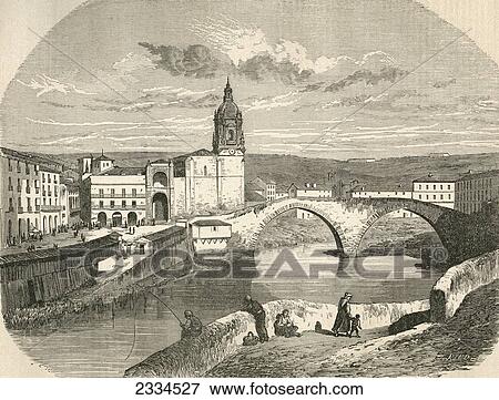The Old Square And San Anton Bridge, Bilbao, Spain In The Late 19Th Century. From El Museo Popular Published Madrid, 1889 View Large Photo Image Stock Photo - The Old Square And San Anton Bridge, Bilbao, Spain In The Late 19Th Century. From El Museo Popular Published Madrid, 1889. Fotosearch