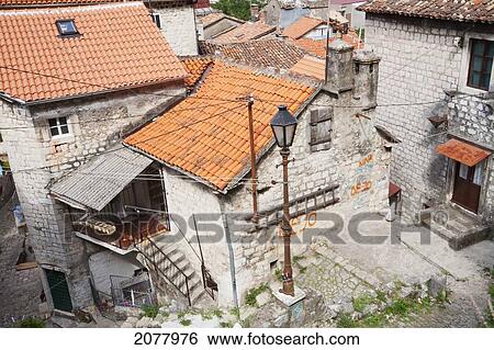 Stock Photograph - The Old Town, As Seen From San Giovanni Fortress, Kotor, Monte. Fotosearch