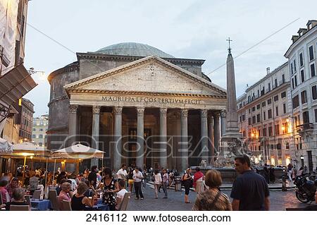 The Pantheon in the Piazza della Rotunda, and the Fontana del Pantheon, surmounted by an Egyptian obelisk; Rome, Italy View Large Photo Image Stock Image - The Pantheon in the Piazza della Rotunda, and the Fontana del Pantheon, surmounted by an Egyptian obelisk; Rome, Italy. Fotosearch