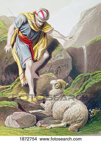 Picture - The Parable Of The Lost Sheep. From The Holy Bible Published By William Collins, Sons, & Company In 1869. Chromolithograph By J. M. Kronheim & Co.. Fotosearch