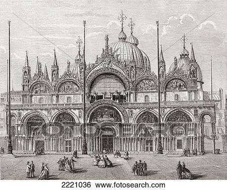 Stock Photograph - The Patriarchal Cathedral Basilica Of Saint Mark, Or Saint Mark's Basilica, Venice, Italy In The Late 19Th Century. From Italian Pictures By Rev. Samuel Manning, Published C. 1890.. Fotosearch