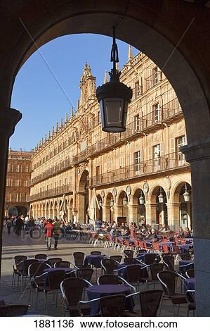 Stock Photograph - The Plaza Mayor, The Main Square; Salamanca, Salamanca Province, Spain. Fotosearch