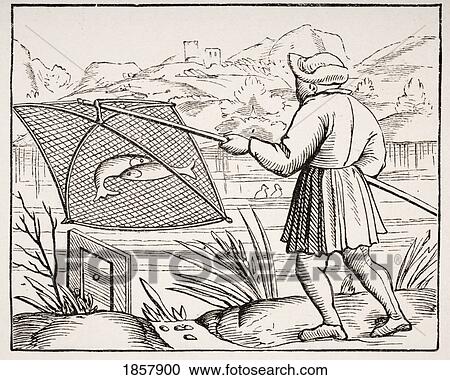 The Pond Fisherman. 19Th Century Copy Of Woodcut In Cosmographie Universelle Dated 1549 View Large Photo Image Stock Image - The Pond Fisherman. 19Th Century Copy Of Woodcut In Cosmographie Universelle Dated 1549. Fotosearch