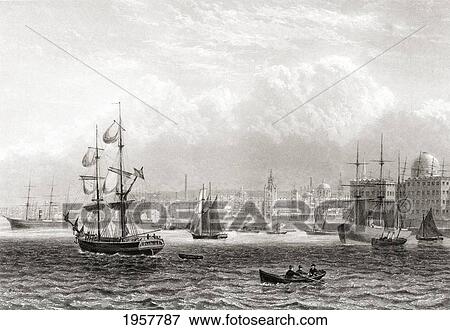 Stock Photo - The Port Of Liverpool, Merseyside, Lancashire, England In The Late 19Th Century. From Our Own Country Published 1898.. Fotosearch