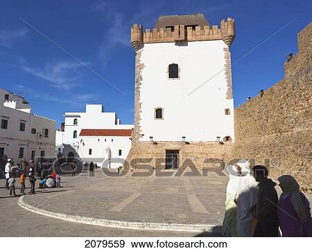 The Portuguese Built Al Qamra (Or El Kamra) Tower In Place Ibn Khaldoun In The Medina; Asilah Morocco View Large Photo Image Stock Photo - The Portuguese Built Al Qamra (Or El Kamra) Tower In Place Ibn Khaldoun In The Medina; Asilah Morocco. Fotosearch