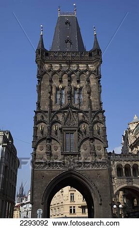 Stock Image - The Powder Gate, Prague, Czech Republic, Europe. Fotosearch