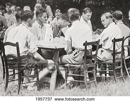 Stock Photo - The Prince Of Wales, Later King Edward Viii, At An Unemployed Camp Near Sutton Courtney, Berkshire, England In 1933. From Edward Viii His Life And Reign.. Fotosearch