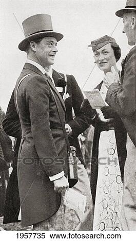 Stock Photography - The Prince Of Wales, Later King Edward Viii, At Ascot Races With Wallis Simpson In 1935. Edward Viii, Edward Albert Christian George Andrew Patrick David, Later The Duke Of Windsor, 1894. Fotosearch
