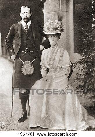 Stock Image - The Prince Of Wales, Later King George V, With His Wife Mary Of Teck In 1909. George V, George Frederick Ernest Albert, 1865. Fotosearch