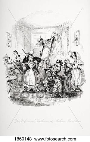 Stock Photo - The Professional Gentleman At Madame Mantalini's. Illustration From The Charles Dickens Novel Nicholas Nickleby By H. K. Browne Known As Phiz. Fotosearch