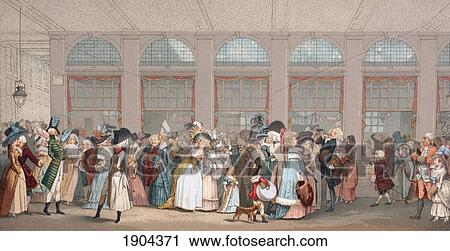 Stock Image - The Promenoir En Bois, Or Wooden Walkway In The Palais-Royal, Paris, France. From Xviii Siecle Institutions, Usages Et Costumes, Published Paris 1875.. Fotosearch