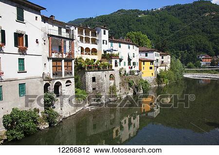 The quaint village of Bagni di Lucca in the Alpuan Alps; Tuscany, Italy View Large Photo Image Stock Image - The quaint village of Bagni di Lucca in the Alpuan Alps; Tuscany, Italy. Fotosearch