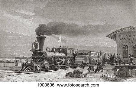 The Railway Station At Omaha, Nebraska, America, Starting Point Of The Pacific Railroad, As It Was In 1867. From El Mundo En La Mano Published 1878. View Large Photo Image Stock Photograph - The Railway Station At Omaha, Nebraska, America, Starting Point Of The Pacific Railroad, As It Was In 1867. From El Mundo En La Mano Published 1878.. Fotosearch
